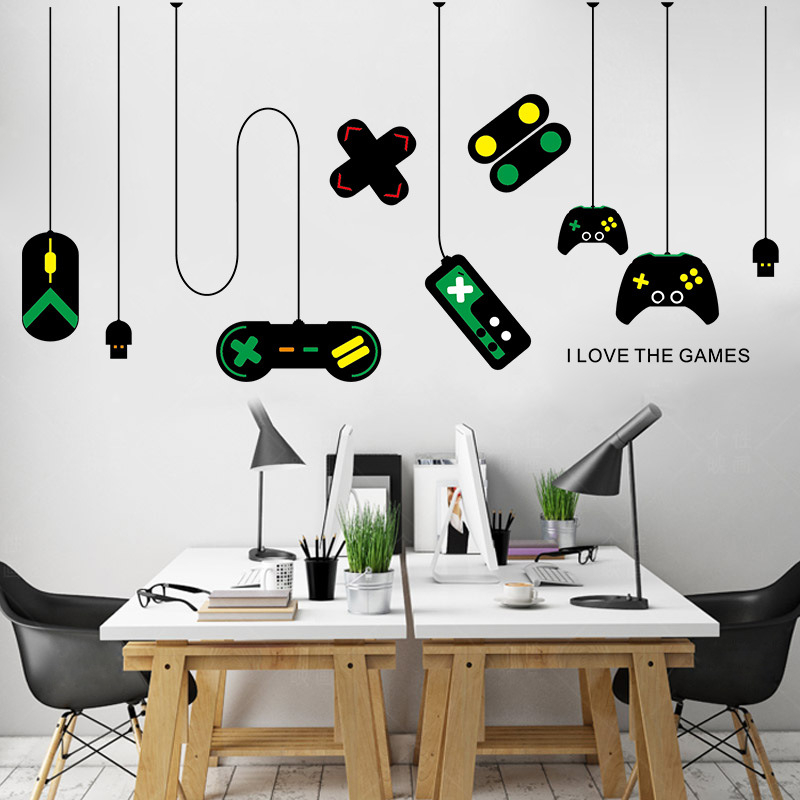 FX7507 Autocolant decorativ de perete – controler de joc, stil desen animat, PVC autoadeziv pentru sufragerie și birou