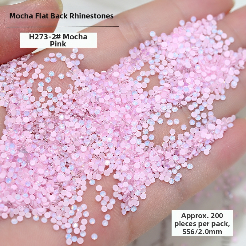 Nové Mocha proteínové diamanty na nechty – sklenené kruhové s plochým dnom, DIY dekorácie na nechty v odtieňoch dopamínu