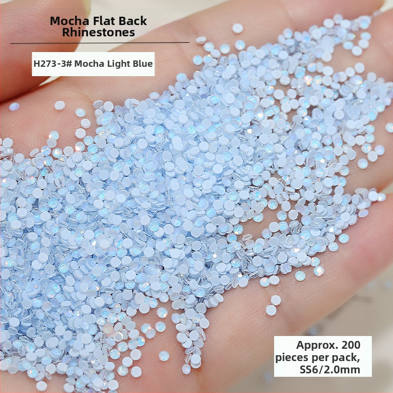 Nové Mocha proteínové diamanty na nechty – sklenené kruhové s plochým dnom, DIY dekorácie na nechty v odtieňoch dopamínu