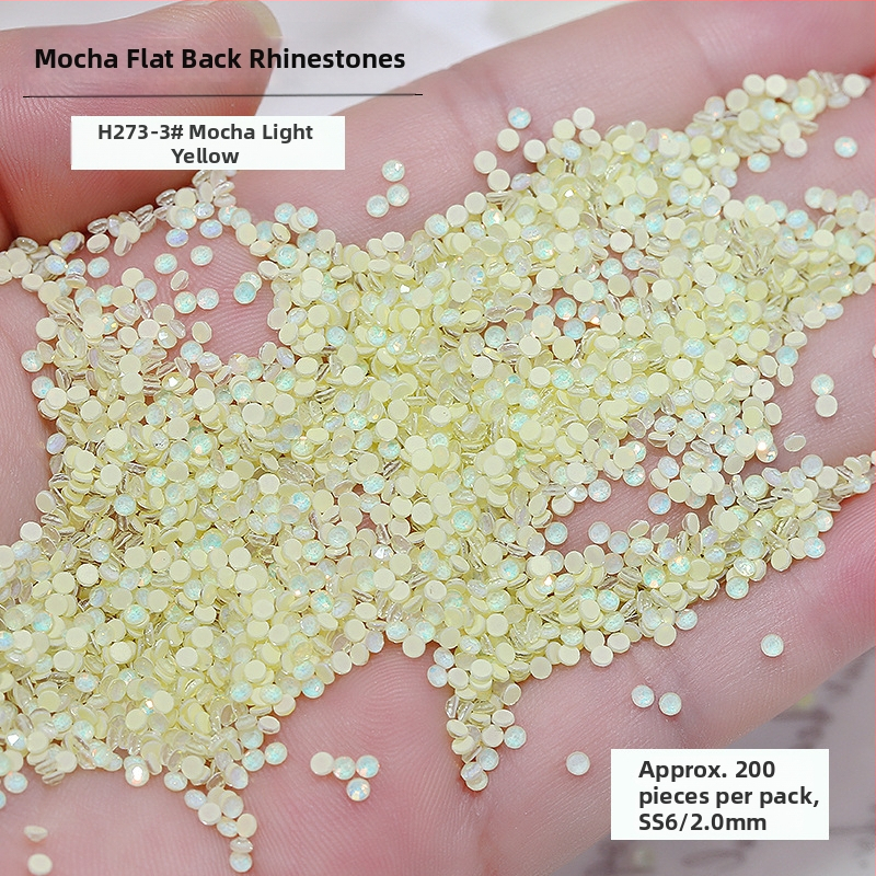 Nové Mocha proteínové diamanty na nechty – sklenené kruhové s plochým dnom, DIY dekorácie na nechty v odtieňoch dopamínu