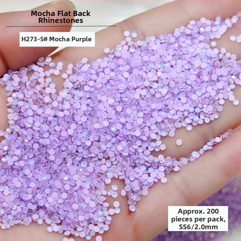 Nové Mocha proteínové diamanty na nechty – sklenené kruhové s plochým dnom, DIY dekorácie na nechty v odtieňoch dopamínu