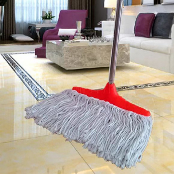 Mop plat cu cap din fir de bumbac, mâner din lemn extensibil, cârpă de mop absorbentă, cap plat gros, răsucire manuală