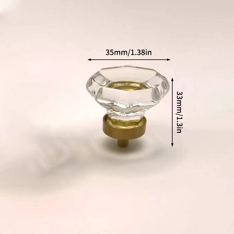 Mâner de dulap din cristal octogonal, stil european, montaj fără găurire