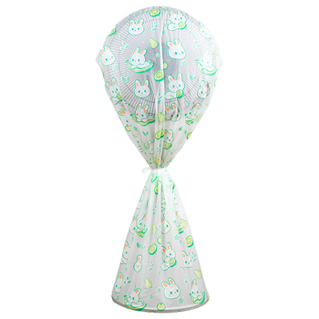 7708PVEA husă circulară din PVC pentru ventilator, design cartoon cu pisicuță și iepuraș