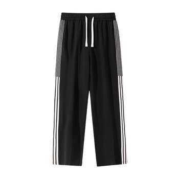 Pantaloni casual cu dungi, stil american, drepți, vară pentru bărbați tineri, ușori, pantaloni sport