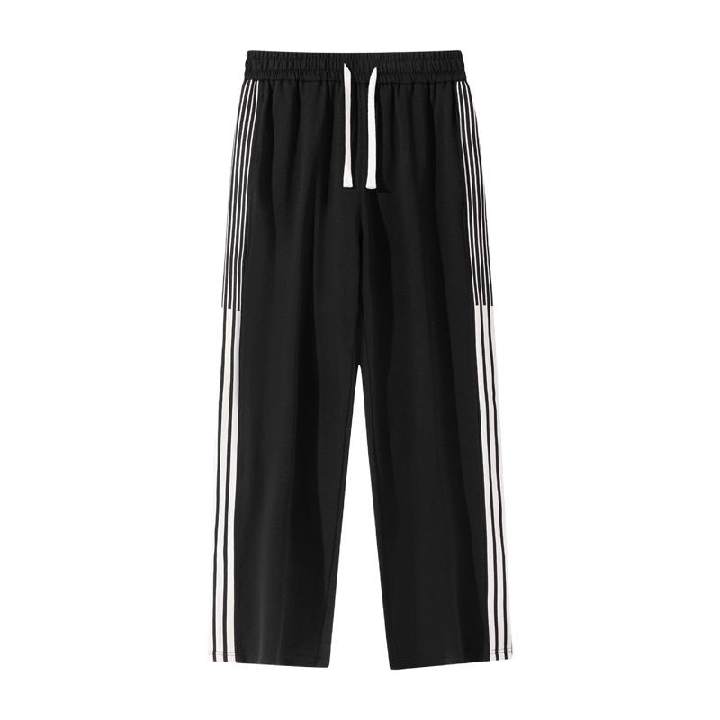 Pantaloni casual cu dungi, stil american, drepți, vară pentru bărbați tineri, ușori, pantaloni sport