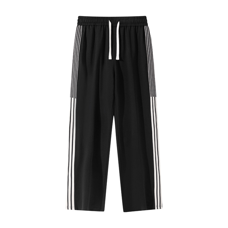 Pantaloni casual cu dungi, stil american, drepți, vară pentru bărbați tineri, ușori, pantaloni sport