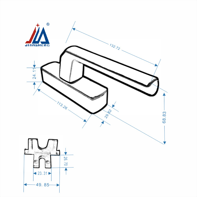 Set de mânere pentru uși și ferestre din aluminiu cu despărțire termică, Jiansheng, model LS830, deschidere interioară/înclinare