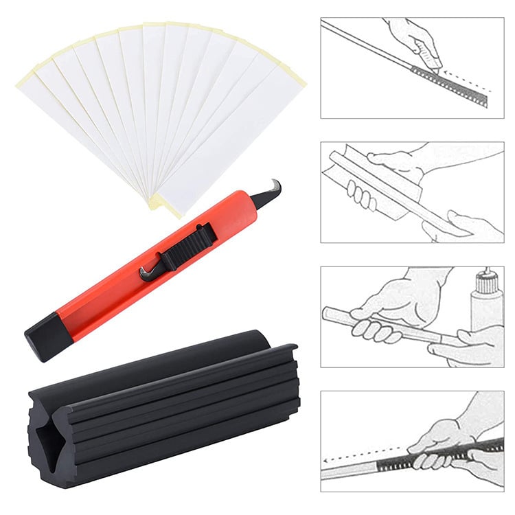 Set de bandă dublu-adezivă pentru înlocuirea prizei crosei de golf, cu accesorii pentru demontare și fixare (set de trei piese)