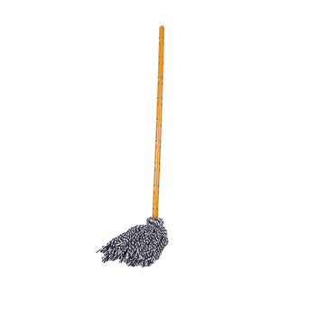 Mop de podea cu cap rotund, mâner din lemn și fire de bumbac