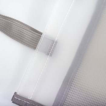 Geantă transparentă pentru documente din plasă de nylon, cu fermoar, organizator cu două niveluri și etichete de clasificare