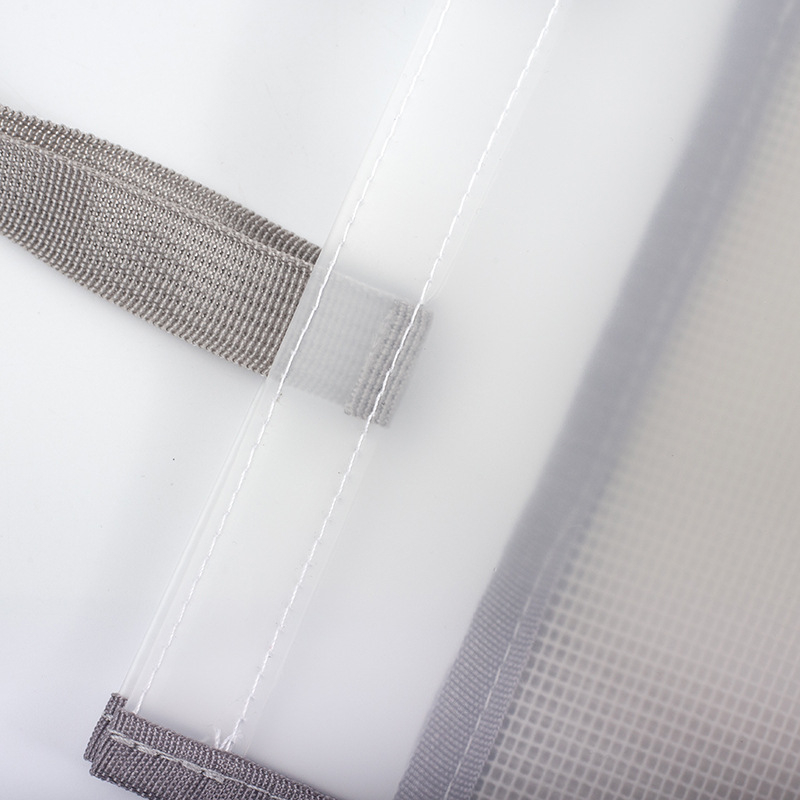 Geantă transparentă pentru documente din plasă de nylon, cu fermoar, organizator cu două niveluri și etichete de clasificare