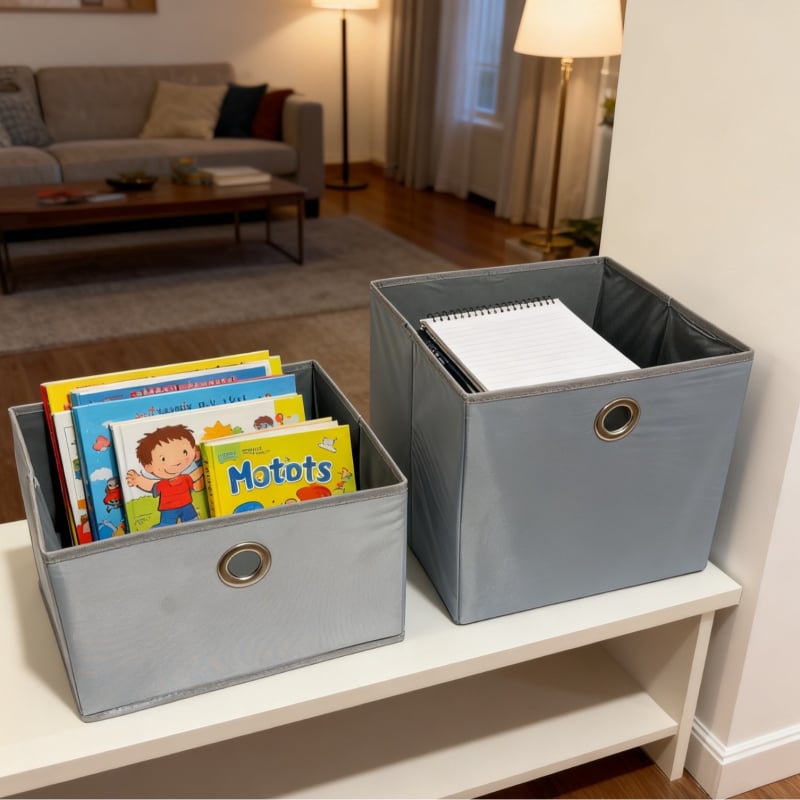 Cutie de depozitare din material textil, fără capac, pentru dulapul de casă și organizarea cărților