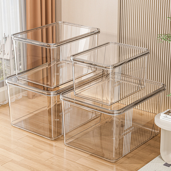 Cutie transparentă de depozitare pentru uz casnic, plastic, capacitate mare, organizator multifuncțional pentru haine, jucării, gustări și cărți.
