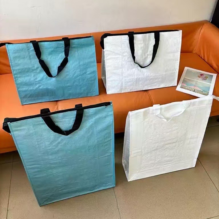 Geantă de mutat pentru ambalare, cu fermoar 3D, geantă din plasă țesută cu model piele de șarpe, capacitate foarte mare