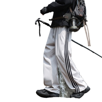 Pantaloni de trening largi, în stil american, cu trei dungi, unisex, casual, toamnă-iarnă