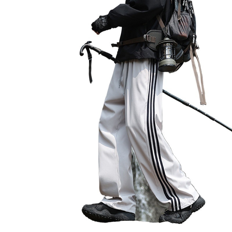 Pantaloni de trening largi, în stil american, cu trei dungi, unisex, casual, toamnă-iarnă