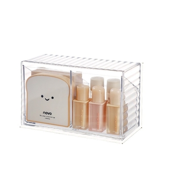 Organizator cosmetic transparent pentru oglindă, cu compartimente pentru bețișoare de bumbac, accesorii pentru păr, elastice, ruj și spațiu pentru pantofi