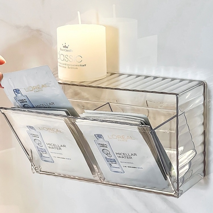Organizator cosmetic transparent pentru oglindă, cu compartimente pentru bețișoare de bumbac, accesorii pentru păr, elastice, ruj și spațiu pentru pantofi