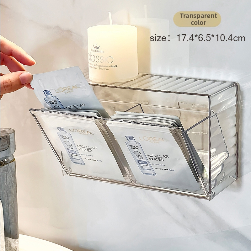 Organizator cosmetic transparent pentru oglindă, cu compartimente pentru bețișoare de bumbac, accesorii pentru păr, elastice, ruj și spațiu pentru pantofi