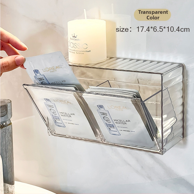 Organizator cosmetic transparent pentru oglindă, cu compartimente pentru bețișoare de bumbac, accesorii pentru păr, elastice, ruj și spațiu pentru pantofi