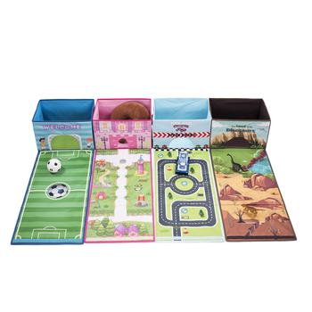 Cutie de depozitare pentru jucării ale copiilor și covoraș de podea pentru târâre, cutie de depozitare din material textil cu capacitate mare pentru uz casnic