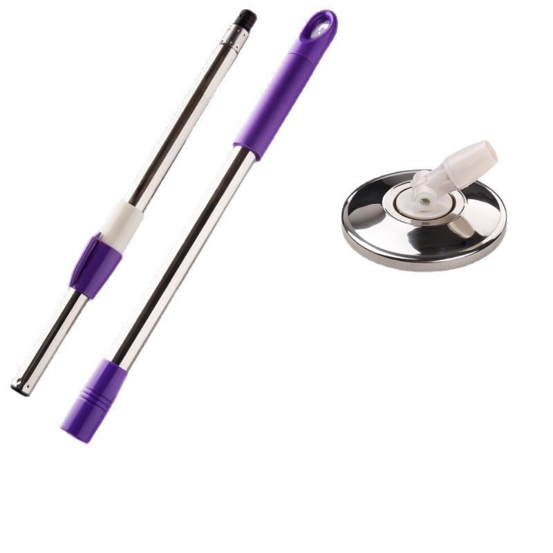 Mâner de mop din oțel inoxidabil 202, telescopic, rotativ, gros, cu storcere automată prin presare manuală
