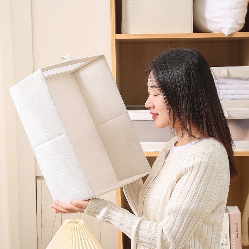 Cutie de depozitare din țesătură, stil japonez, cu panou transparent și compartimente pentru haine