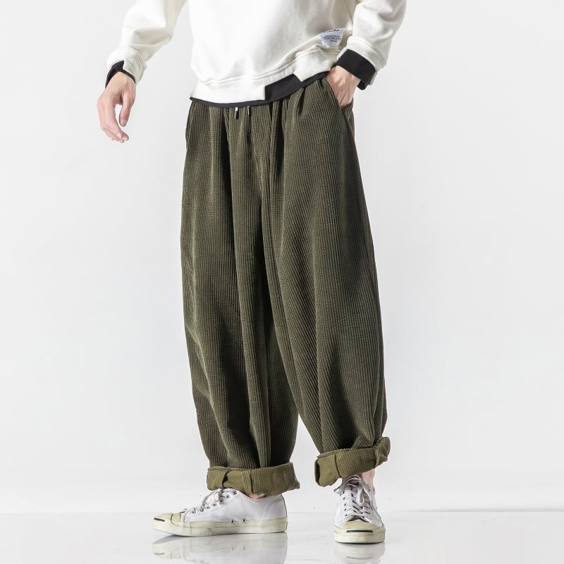Pantaloni casual pentru bărbați corduroy harém, 2022 toamnă-iarnă, croi lejer, largi, plus size