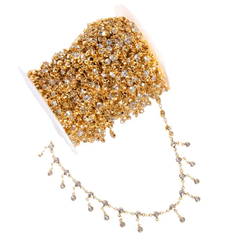 Lanț din cupru cu cristale pentru diademă, accesorii Lolita și Hanfu, stil antic