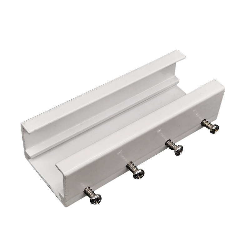 Conector extern pentru șina de perdele electrice din aliaj de aluminiu — alb, include 4 șuruburi, pentru suspendare