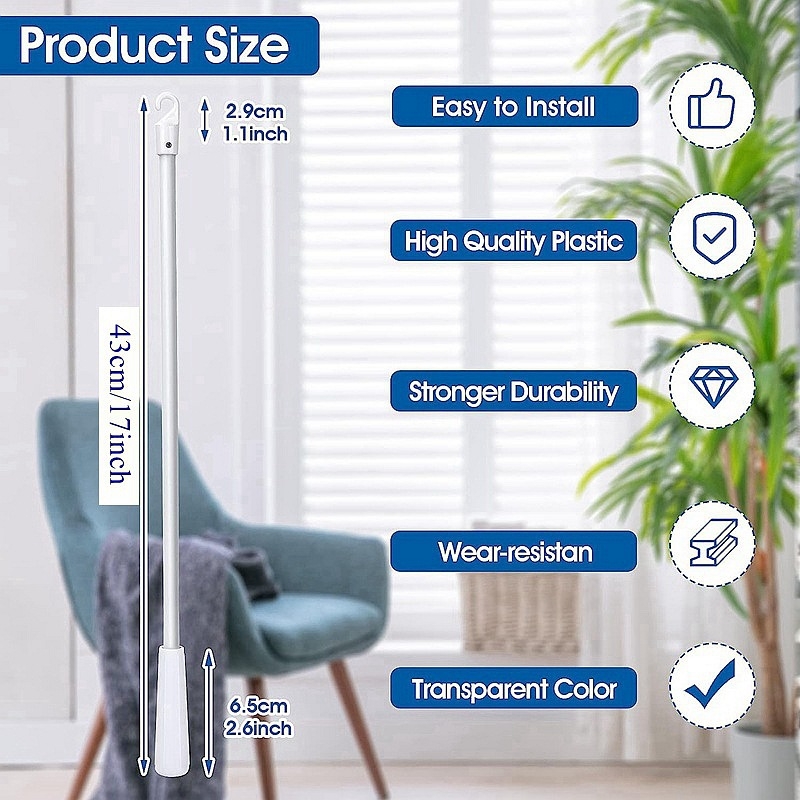 Bară de tras pentru rulouri din fibră de sticlă, albă, 43 cm, set de 2