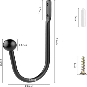 Cuier pentru perdea din aliaj de aluminiu, curbat, 16 cm, cu accesoriu de fixare