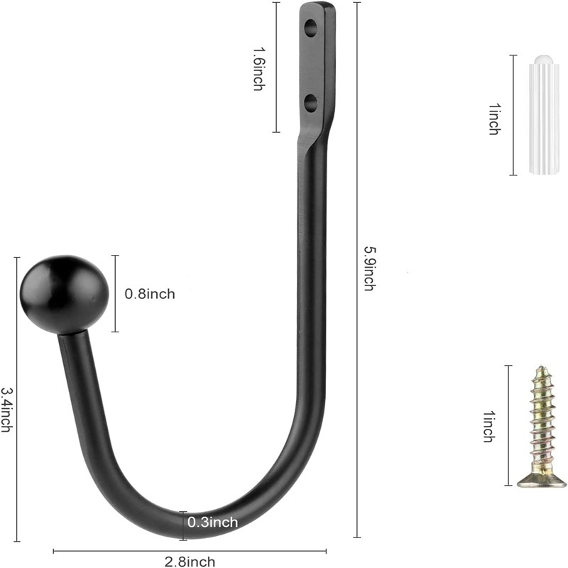 Cuier pentru perdea din aliaj de aluminiu, curbat, 16 cm, cu accesoriu de fixare