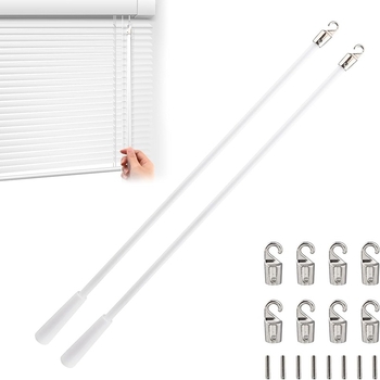 Set accesorii perdea 43 cm, cap argintiu din fibră de sticlă, 2 cârlige metalice, 10 bucăți
