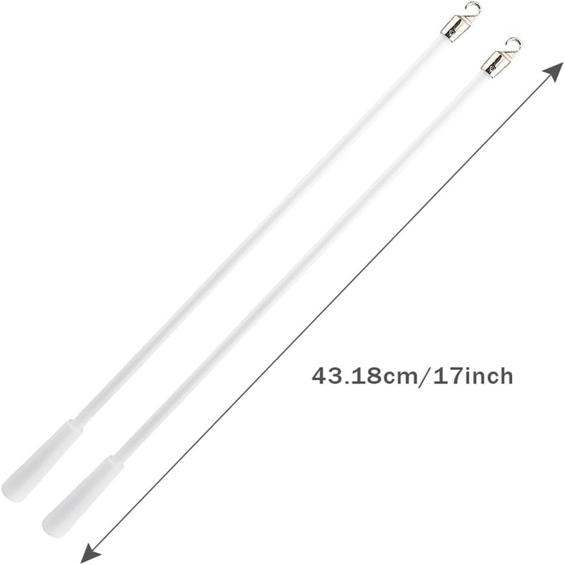 Set accesorii perdea 43 cm, cap argintiu din fibră de sticlă, 2 cârlige metalice, 10 bucăți