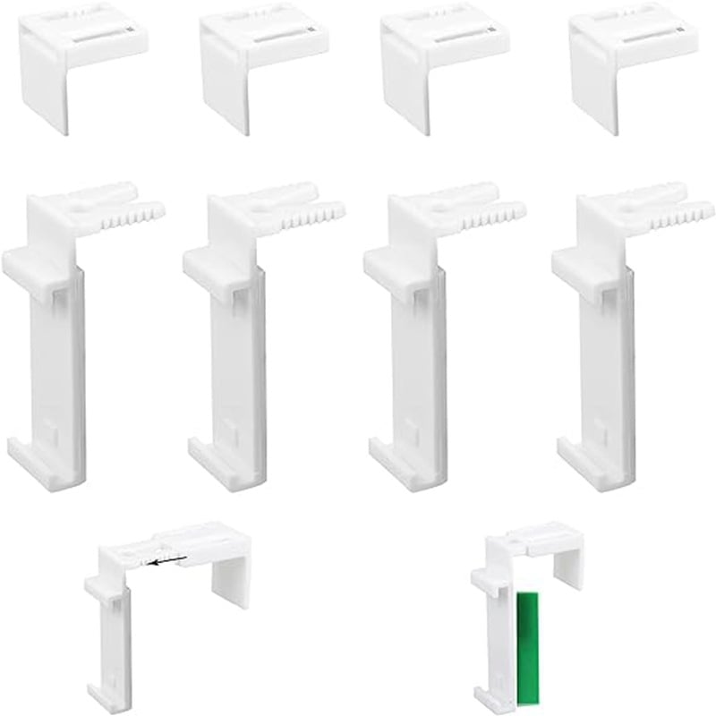 Set de 4 cârlige pentru perdele plisate, fără găuri, cu suporturi fixe
