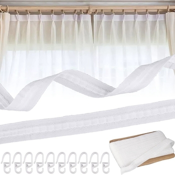Set 30 m bandă din țesătură cu 50 de cârlige, cârlige pentru bandă elastică de 1 inch, accesorii pentru perdea cu rolă ghidaj