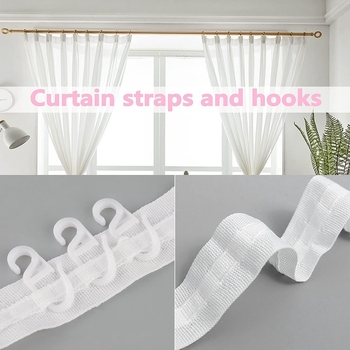 Set 30 m bandă din țesătură cu 50 de cârlige, cârlige pentru bandă elastică de 1 inch, accesorii pentru perdea cu rolă ghidaj