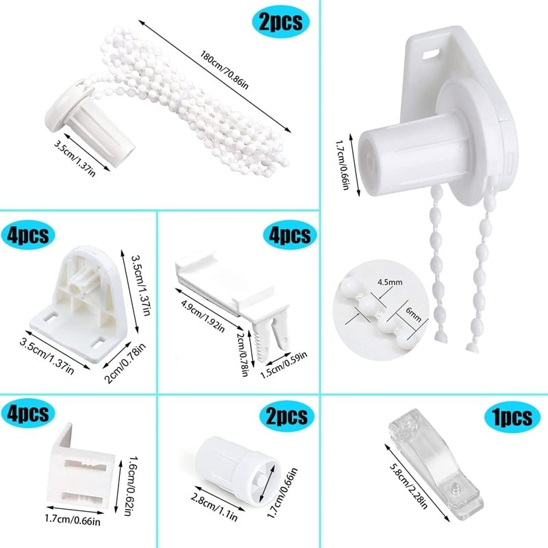 Set de 17 piese accesorii pentru șinele de perdea, compatibil cu perdele plisate, venețiene, verticale și rulouri
