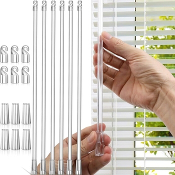 Tije rotative transparente de 60 cm pentru jaluzele – set de 2/4/6/8/10 bucăți