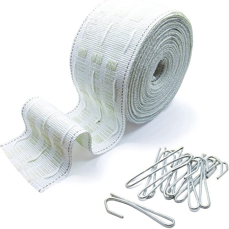 Bandă de pânză de 6,2 m cu 30 cârlige, curea elastică de 8 cm pentru perdele – accesorii pentru perdele