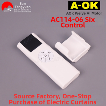 Smart Home Aoke AC114-06 šesťkanálový diaľkový ovládač pre elektrické závesy a šesťkanálový vysielač