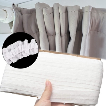 Set 30 m textilného pásu so 60 kolieskami a nožnicami, háčiky z elastickej pásky 1 palec, DIY príslušenstvo pre závesy