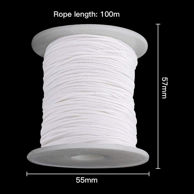 Biela šnúra na rolovacie žalúzie a doplnky k závesom, 100 m (109 yd), priemer 1,3 mm, materiál POM