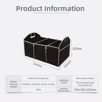 Skladací organizér do auta, box na skladovanie z netkanej textílie, rozmery 32×32×52 cm, objem 10–20 l, jednoduchý a moderný dizajn