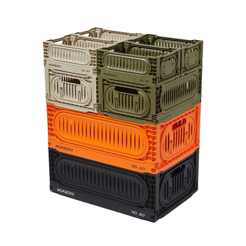 Skladací úložný box s dreveným vrchnákom — viacúčelový organizér na kempovanie a piknik, do batožinového priestoru auta, rozmery 52×35×29 cm, objem 40–50 l