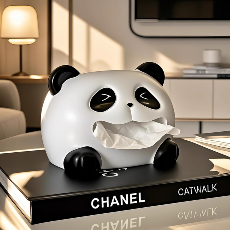 Roztomilá panda krabička na vreckovky, moderný domáci doplnok