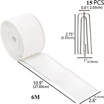 6 m závesový materiál s 15 kovovými háčikmi