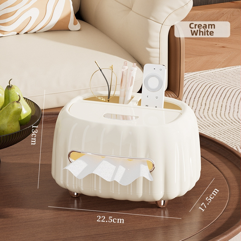 Krémový štýl box na vreckovky pre domáce použitie, stolný dizajn do obývačky, multifunkčná skrinka na diaľkové ovládanie a vreckovky, elegantný vysokokvalitný vzhľad